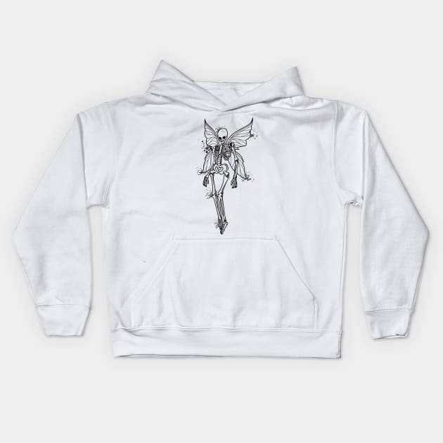 Fairycore - Fairy skeleton with fairy wings Kids Hoodie by Modern Medieval Design